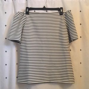 Halogen Black/White Stripe Off The Shoulder Top
